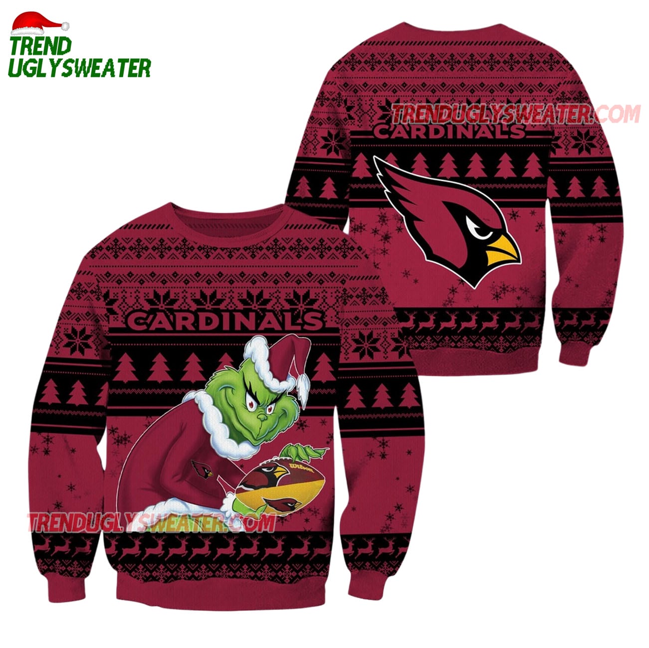 Arizona Cardinals Football Grinch Christmas Ugly Sweater Arizona Cardinals Football Grinch Christmas Ugly Sweater
