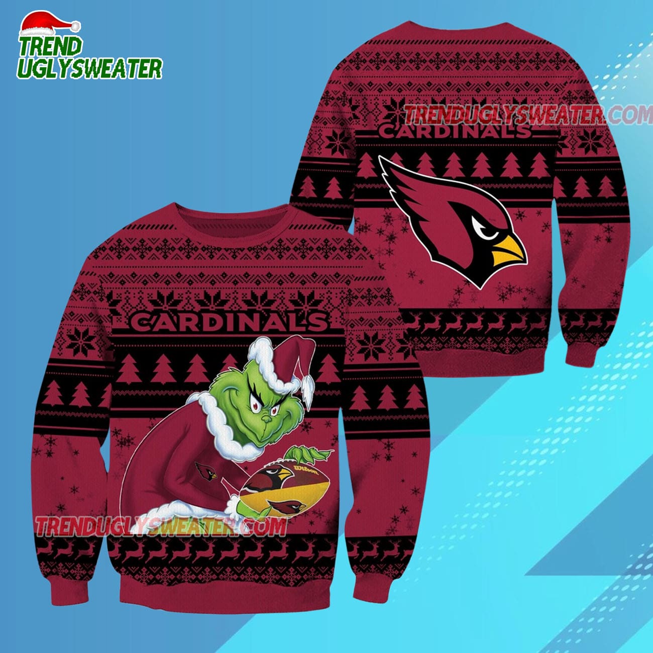 Arizona Cardinals Football Grinch Christmas Ugly Sweater Arizona Cardinals Football Grinch Christmas Ugly Sweater
