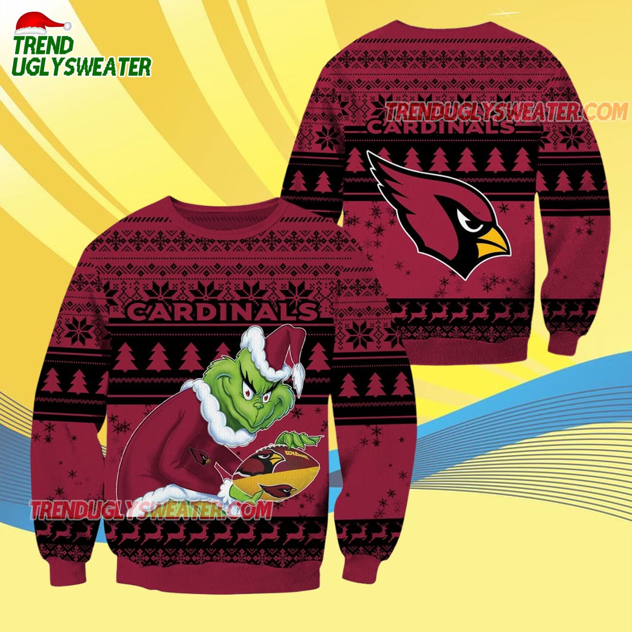 Arizona Cardinals Football Grinch Christmas Ugly Sweater Arizona Cardinals Football Grinch Christmas Ugly Sweater