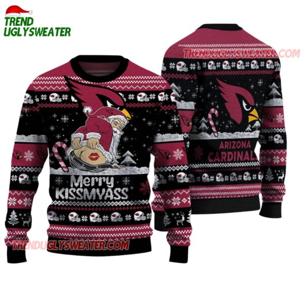 Arizona Cardinals Merrykissmyass Funny Santa Claus Christmas Ugly Sweater 1