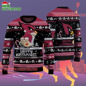 Arizona Cardinals Merrykissmyass Funny Santa Claus Christmas Ugly Sweater 2