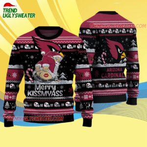 Arizona Cardinals Merrykissmyass Funny Santa Claus Christmas Ugly Sweater 4