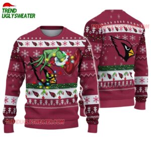 Arizona Cardinals Special Grinchs Hand Football Christmas Ugly Sweater 1
