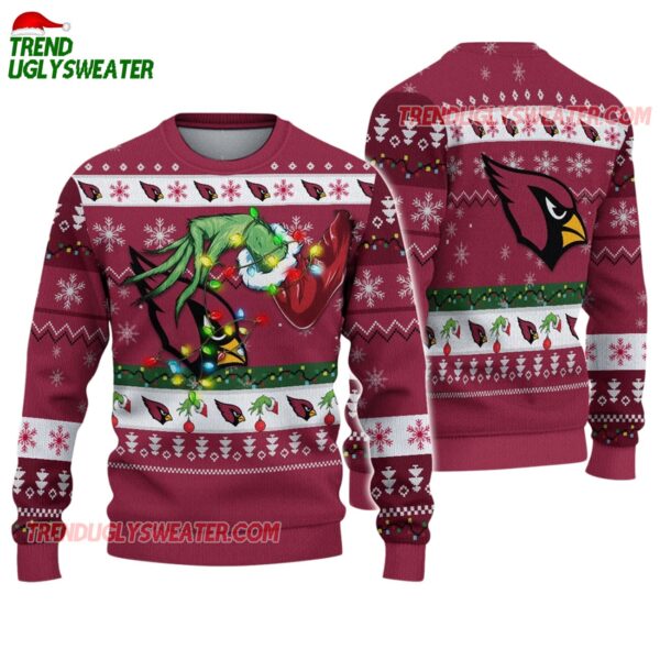 Arizona Cardinals Special Grinchs Hand Football Christmas Ugly Sweater 1
