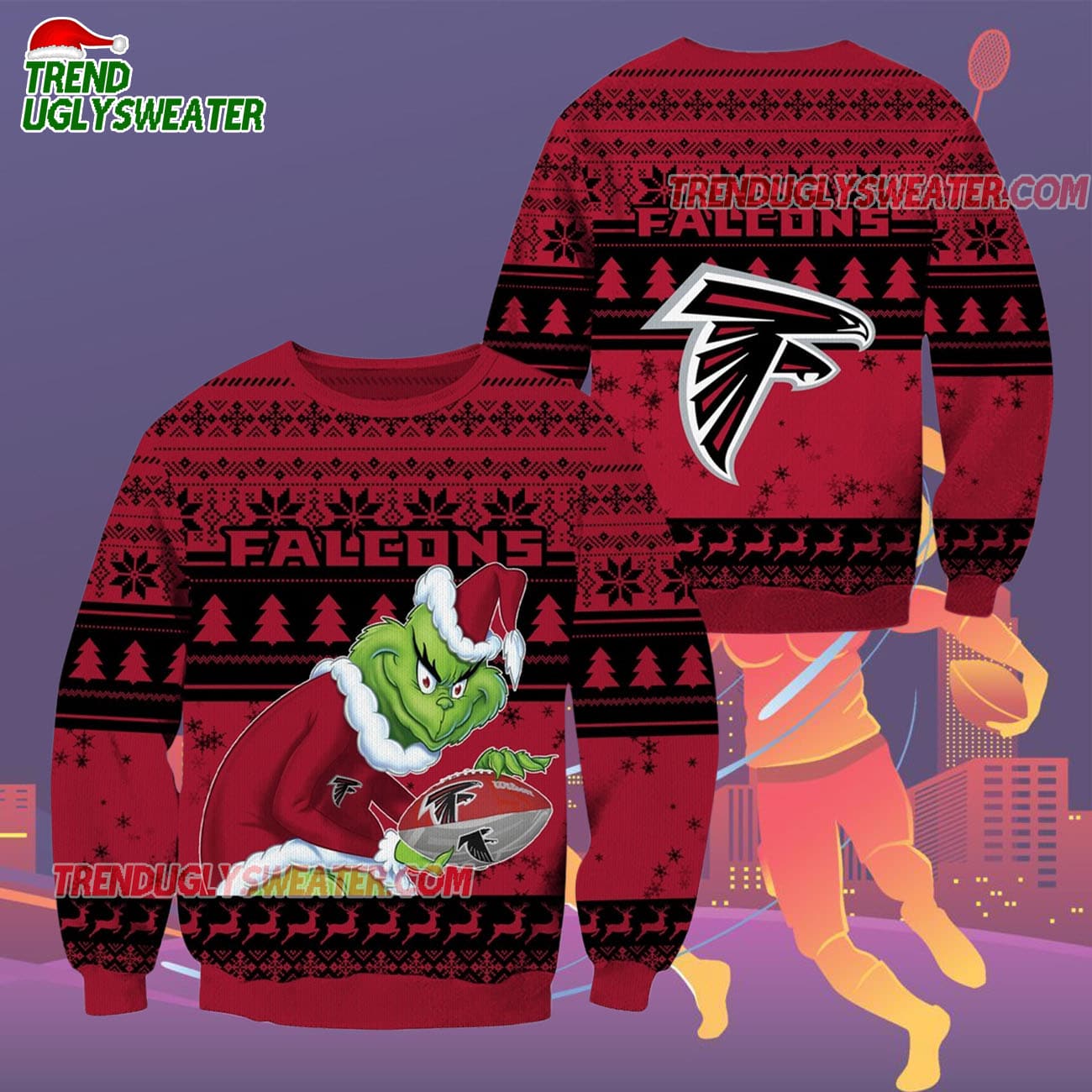 Atlanta Falcons Football Grinch Christmas Ugly Sweater Atlanta Falcons Football Grinch Christmas Ugly Sweater
