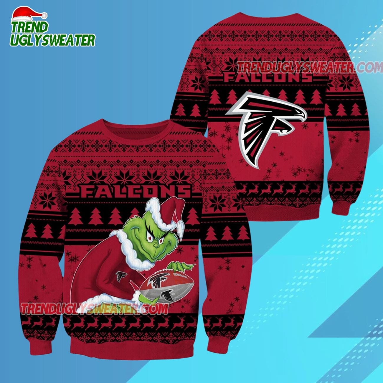 Atlanta Falcons Football Grinch Christmas Ugly Sweater Atlanta Falcons Football Grinch Christmas Ugly Sweater