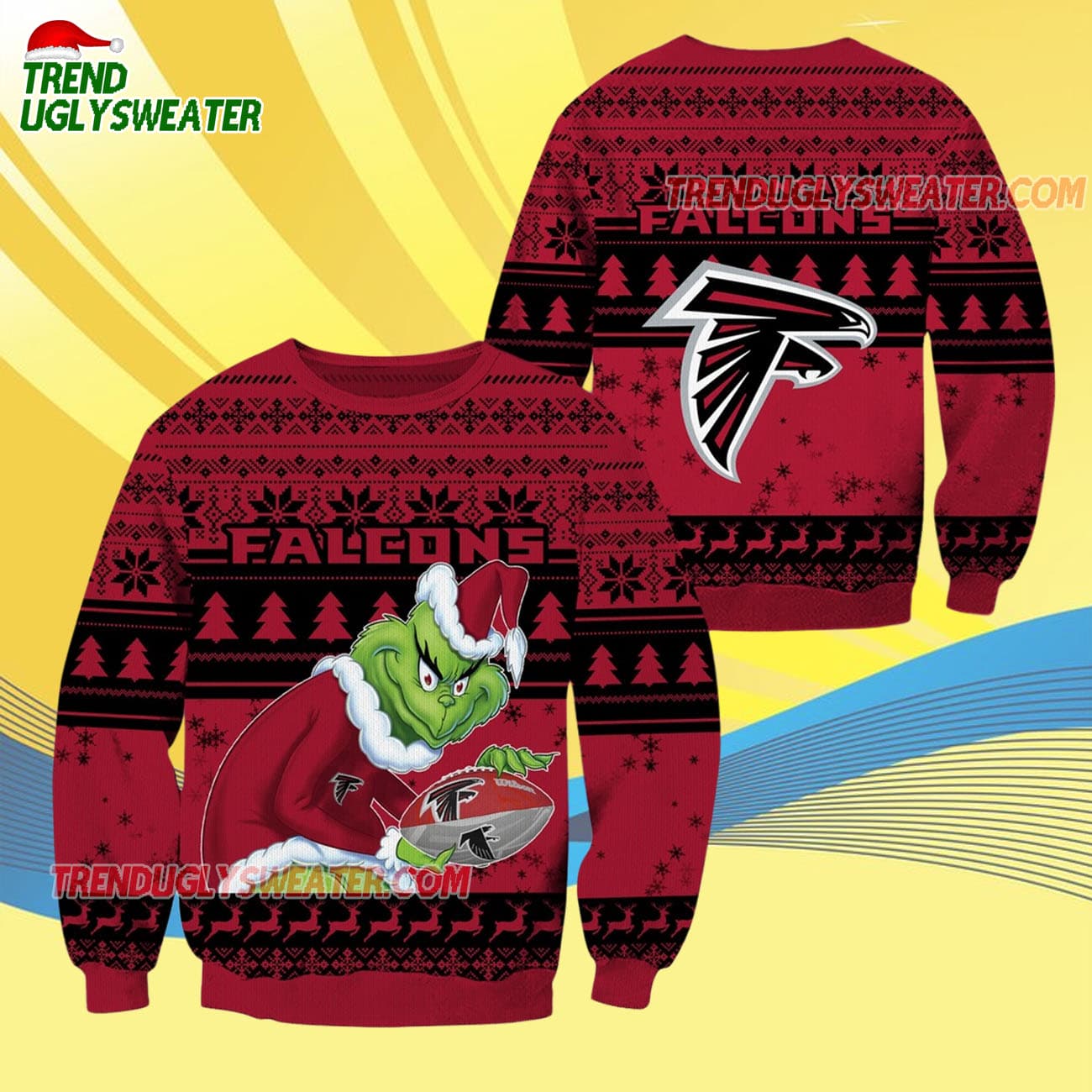 Atlanta Falcons Football Grinch Christmas Ugly Sweater Atlanta Falcons Football Grinch Christmas Ugly Sweater