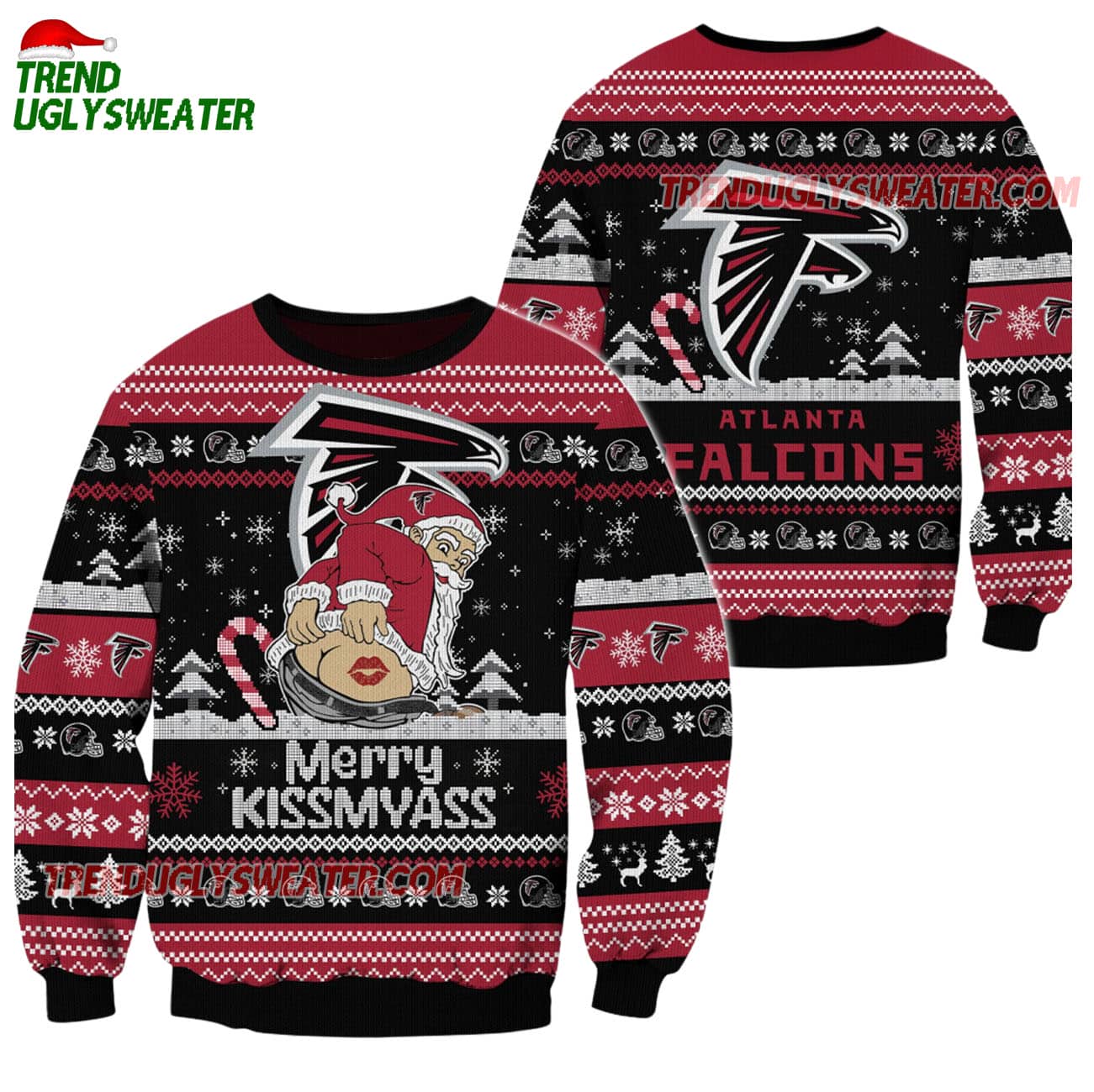 Atlanta Falcons Merrykissmyass Funny Santa Claus Christmas Ugly Sweater Atlanta Falcons Merrykissmyass Funny Santa Claus Christmas Ugly Sweater