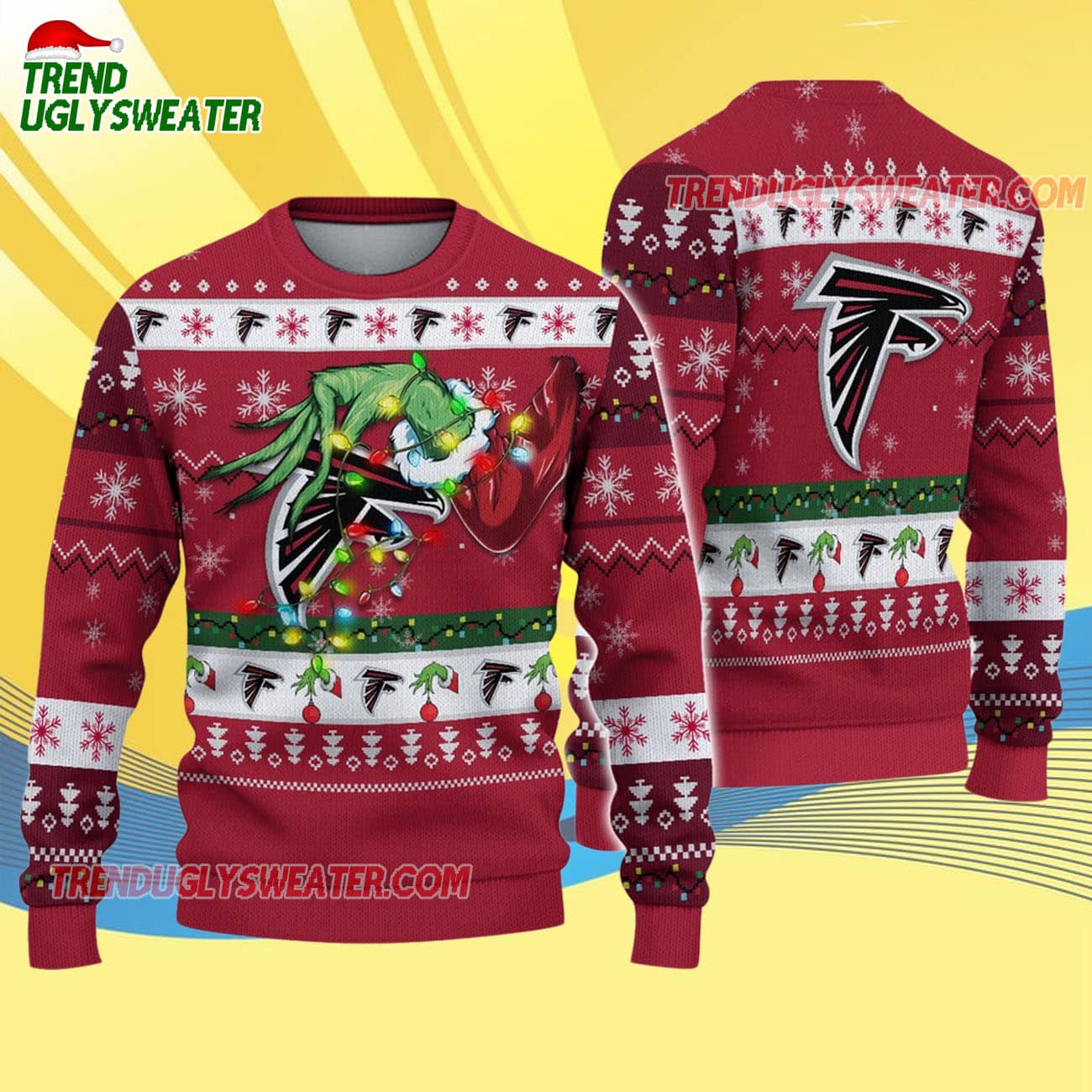 Atlanta Falcons Special Grinchs Hand Football Christmas Ugly Sweater Atlanta Falcons Special Grinchs Hand Football Christmas Ugly Sweater
