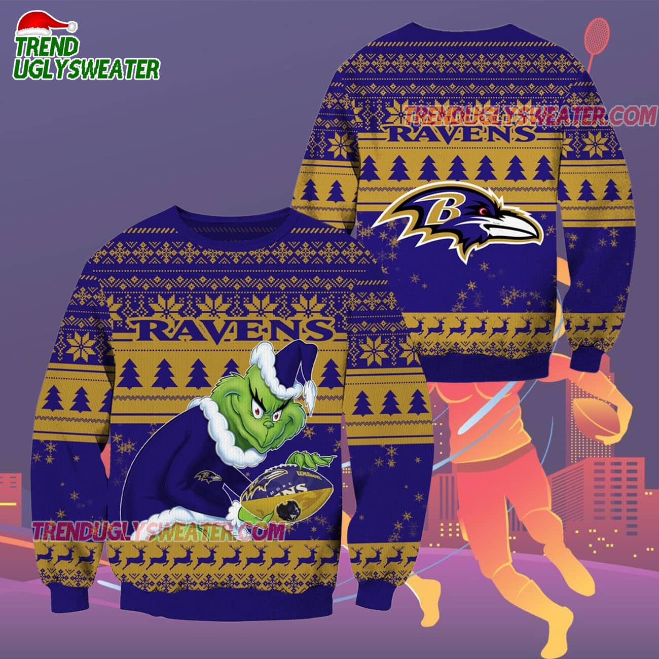 Baltimore Ravens Football Grinch Christmas Ugly Sweater Baltimore Ravens Football Grinch Christmas Ugly Sweater