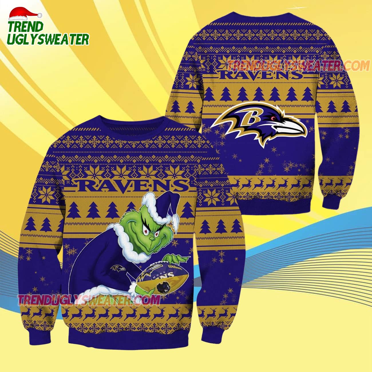 Baltimore Ravens Football Grinch Christmas Ugly Sweater Baltimore Ravens Football Grinch Christmas Ugly Sweater
