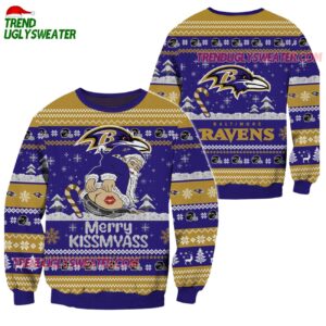 Baltimore Ravens Merrykissmyass Funny Santa Claus Christmas Ugly Sweater 1