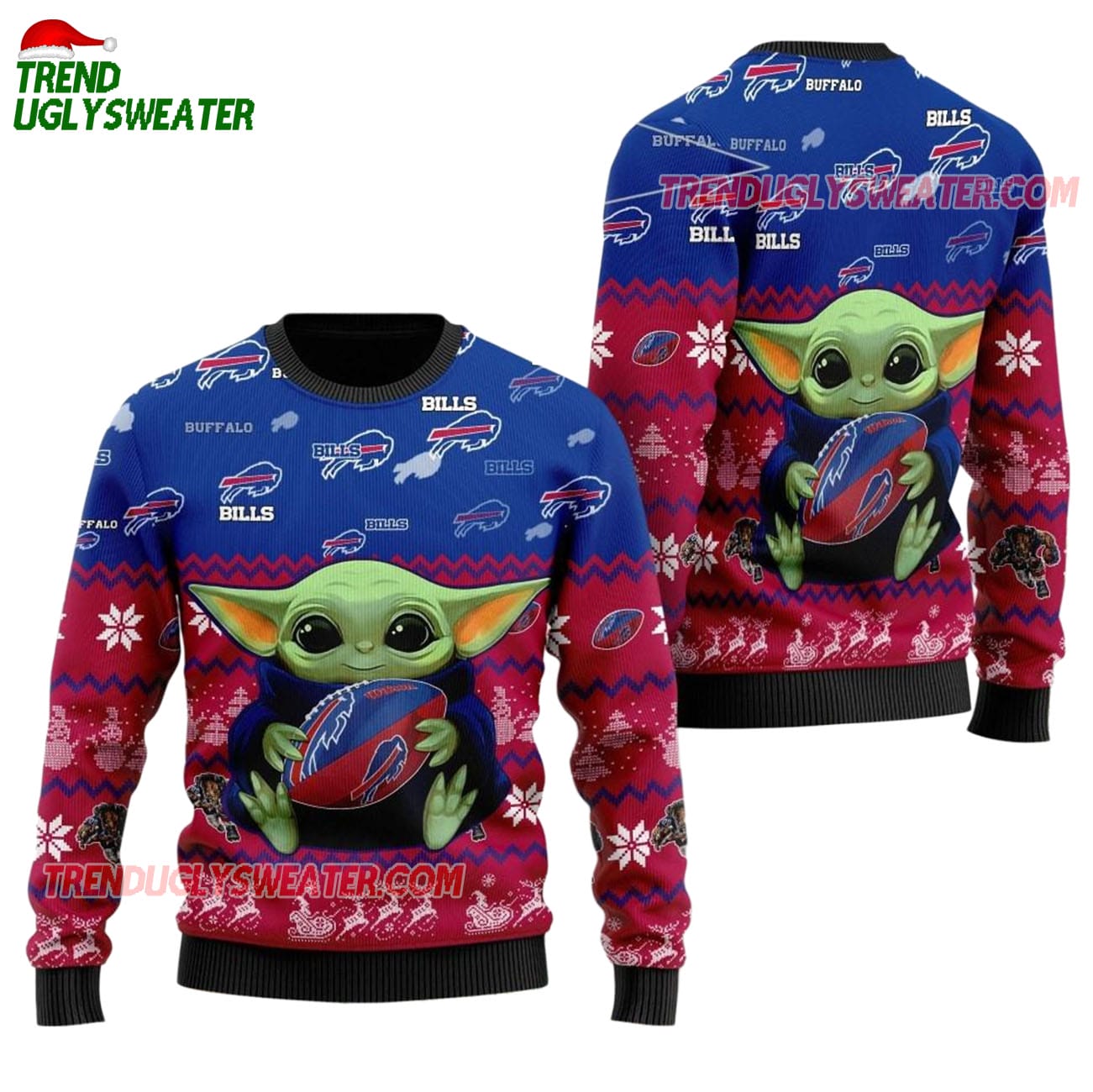 Buffalo Bills Baby Yoda Hug The Ball Christmas Ugly Sweater Buffalo Bills Baby Yoda Hug The Ball Christmas Ugly Sweater