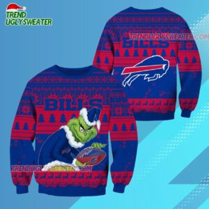 Buffalo Bills Football Grinch Christmas Ugly Sweater 3