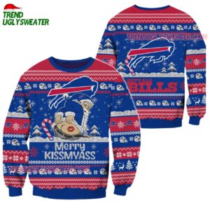 Buffalo Bills Merrykissmyass Funny Santa Claus Christmas Ugly Sweater 1