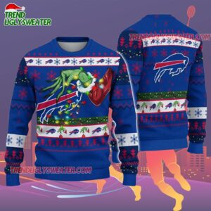 Buffalo Bills Special Grinchs Hand Football Christmas Ugly Sweater 2