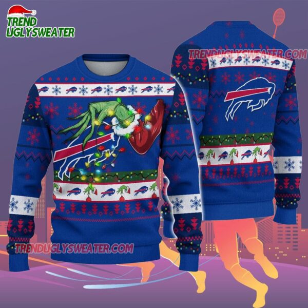 Buffalo Bills Special Grinchs Hand Football Christmas Ugly Sweater 2