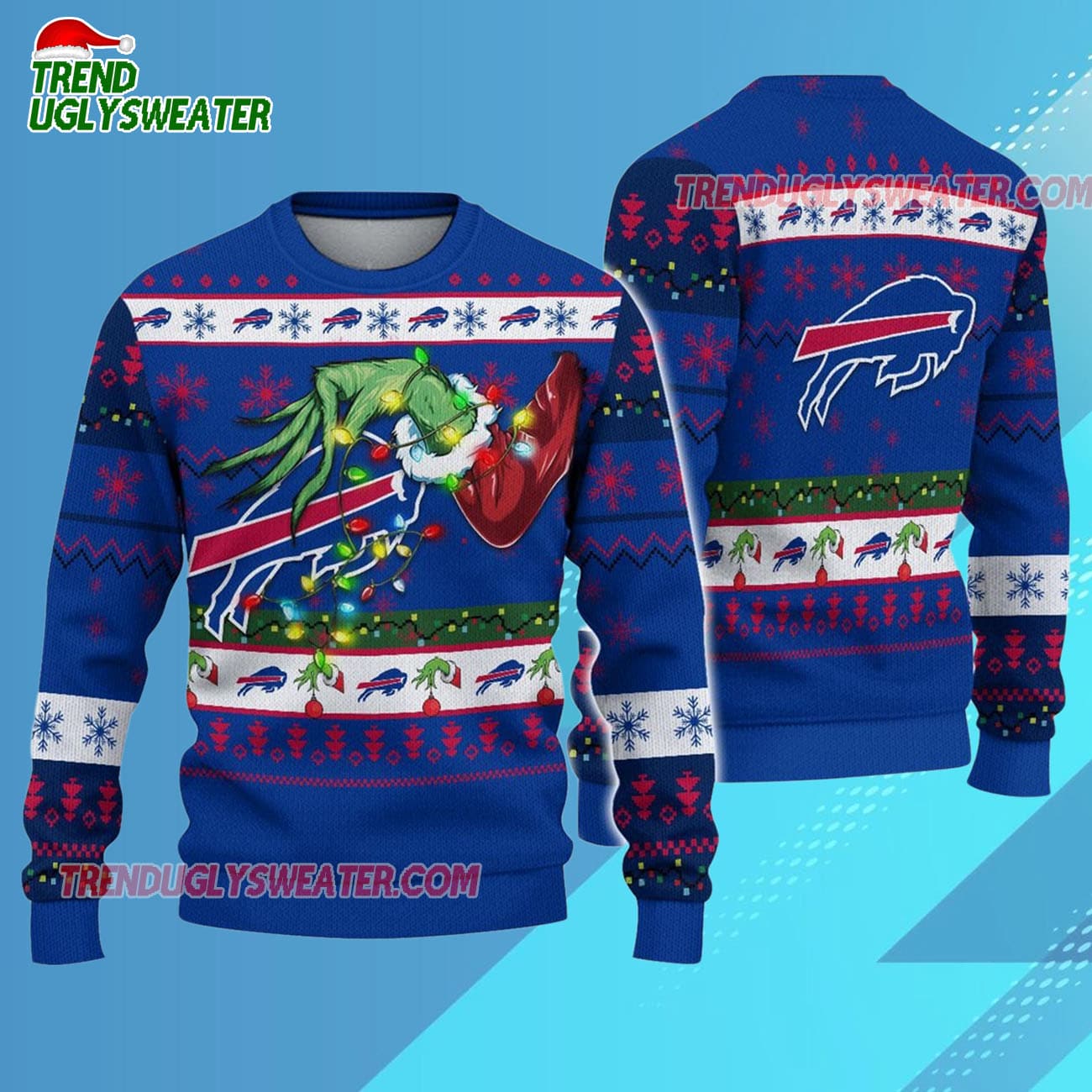 Buffalo Bills Special Grinchs Hand Football Christmas Ugly Sweater Buffalo Bills Special Grinchs Hand Football Christmas Ugly Sweater