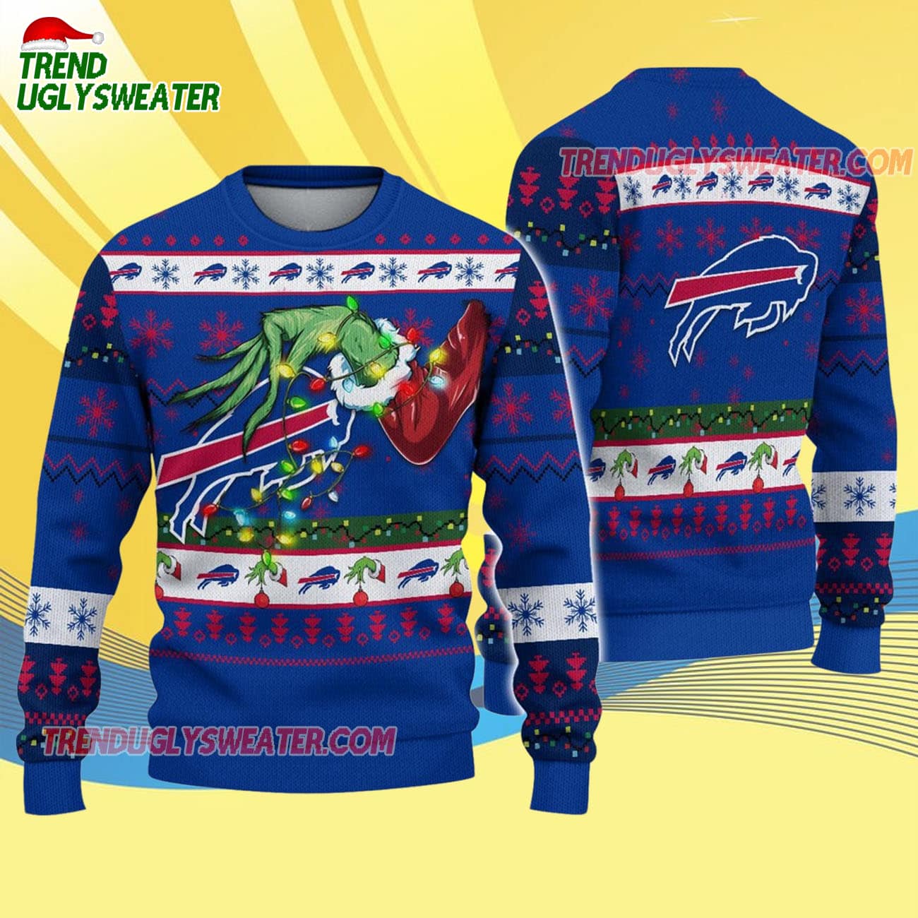 Buffalo Bills Special Grinchs Hand Football Christmas Ugly Sweater Buffalo Bills Special Grinchs Hand Football Christmas Ugly Sweater