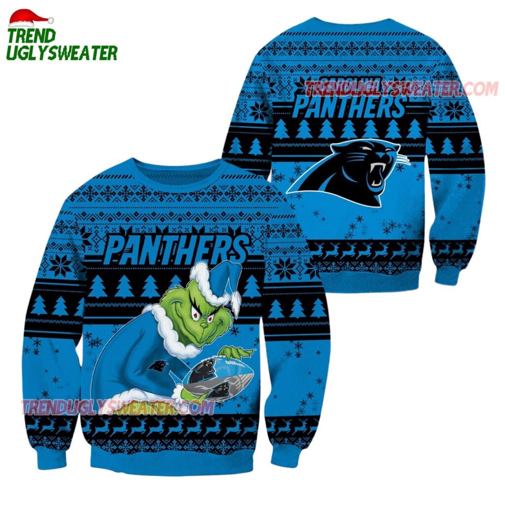 Carolina Panthers Football Grinch Christmas Ugly Sweater 1