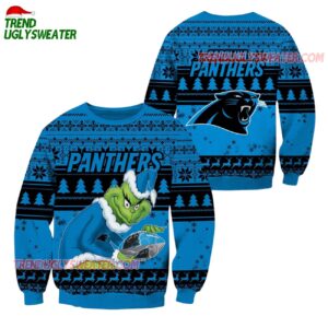 Carolina Panthers Football Grinch Christmas Ugly Sweater 1