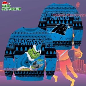 Carolina Panthers Football Grinch Christmas Ugly Sweater 2