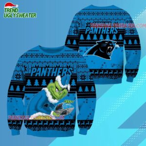Carolina Panthers Football Grinch Christmas Ugly Sweater 2 Carolina Panthers Football Grinch Christmas Ugly Sweater 3