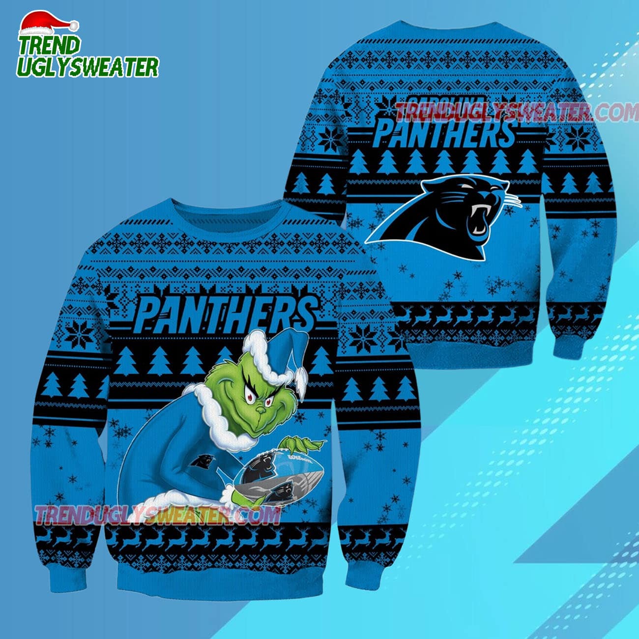 Carolina Panthers Football Grinch Christmas Ugly Sweater Carolina Panthers Football Grinch Christmas Ugly Sweater