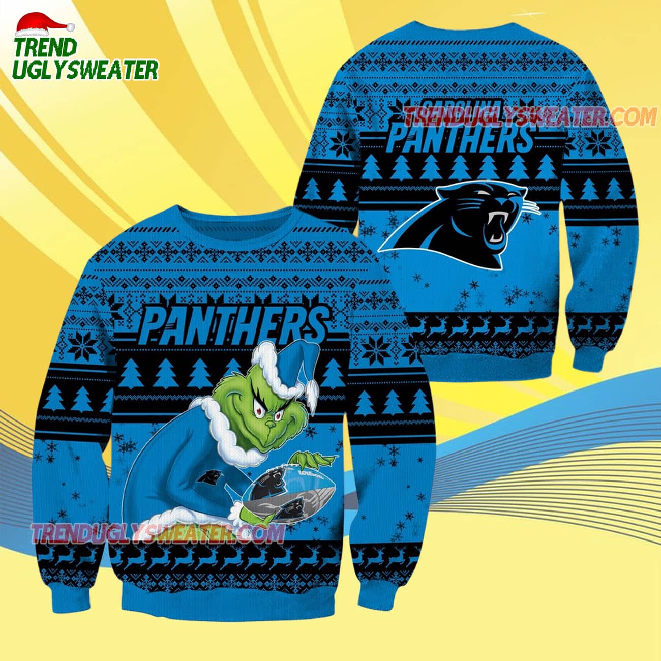 Carolina Panthers Football Grinch Christmas Ugly Sweater Carolina Panthers Football Grinch Christmas Ugly Sweater