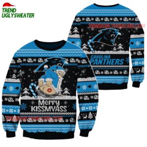 Carolina Panthers Merrykissmyass Funny Santa Claus Christmas Ugly Sweater 1