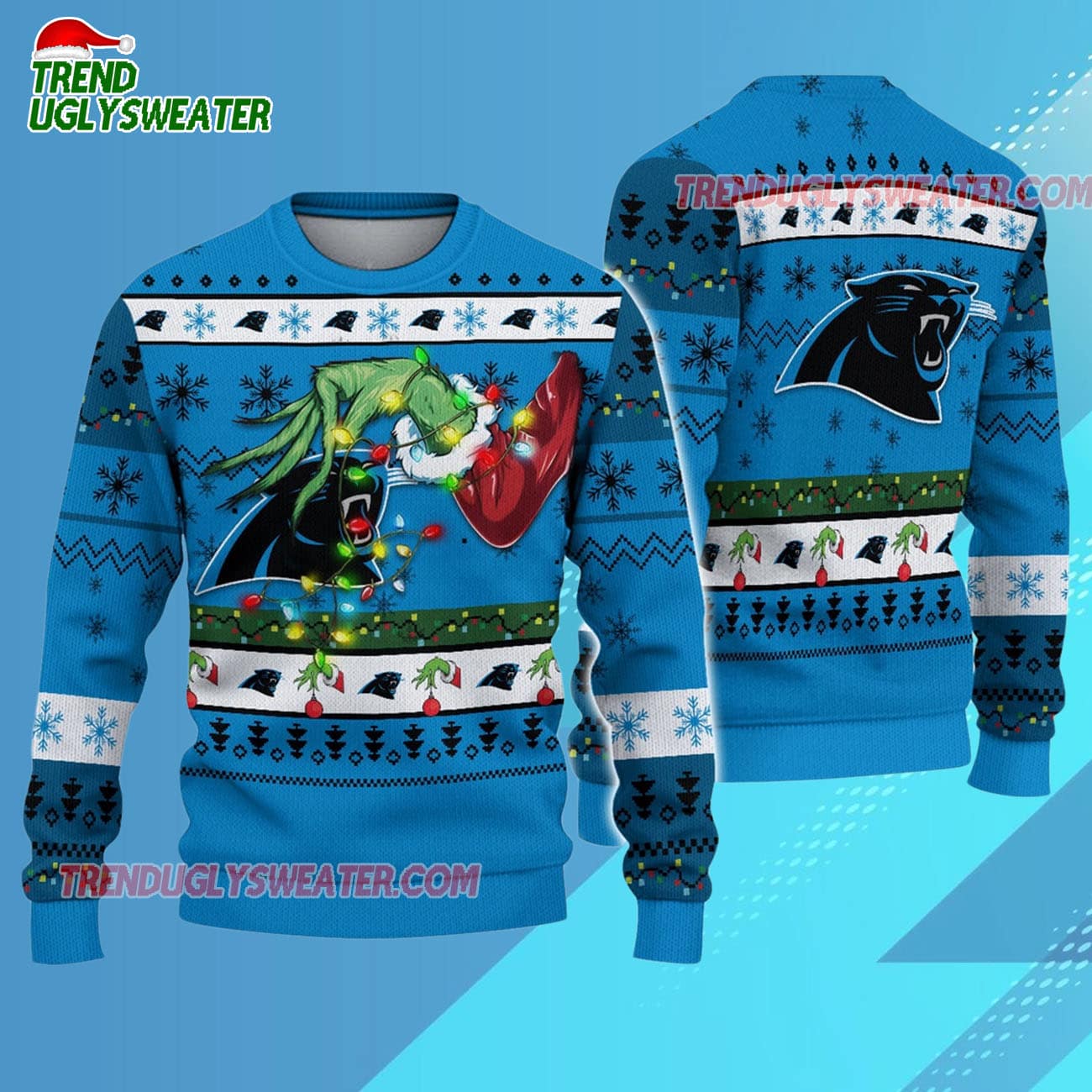 Carolina Panthers Special Grinchs Hand Football Christmas Ugly Sweater Carolina Panthers Special Grinchs Hand Football Christmas Ugly Sweater