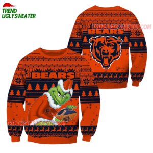 Chicago Bears Football Grinch Christmas Ugly Sweater 1