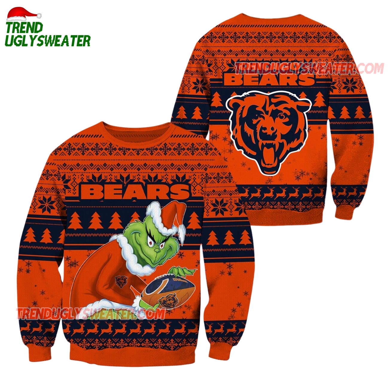 Chicago Bears Football Grinch Christmas Ugly Sweater Chicago Bears Football Grinch Christmas Ugly Sweater