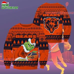 Chicago Bears Football Grinch Christmas Ugly Sweater 2
