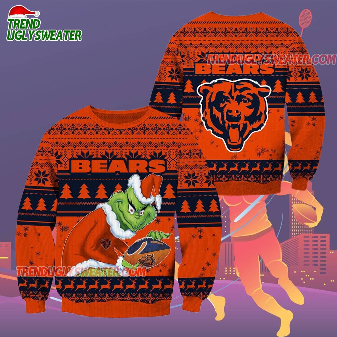 Chicago Bears Football Grinch Christmas Ugly Sweater Chicago Bears Football Grinch Christmas Ugly Sweater