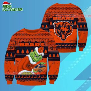 Chicago Bears Football Grinch Christmas Ugly Sweater 3