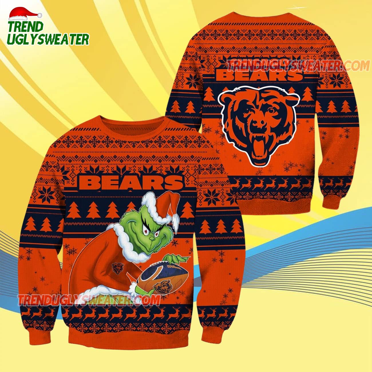 Chicago Bears Football Grinch Christmas Ugly Sweater Chicago Bears Football Grinch Christmas Ugly Sweater