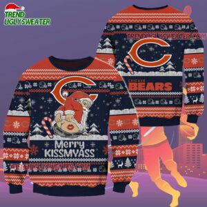Chicago Bears Merrykissmyass Funny Santa Claus Christmas Ugly Sweater 2