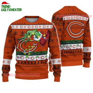 Chicago Bears Special Grinchs Hand Football Christmas Ugly Sweater 1