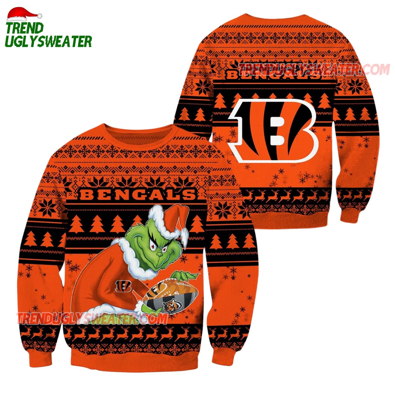 Cincinnati Bengals Football Grinch Christmas Ugly Sweater Cincinnati Bengals Football Grinch Christmas Ugly Sweater