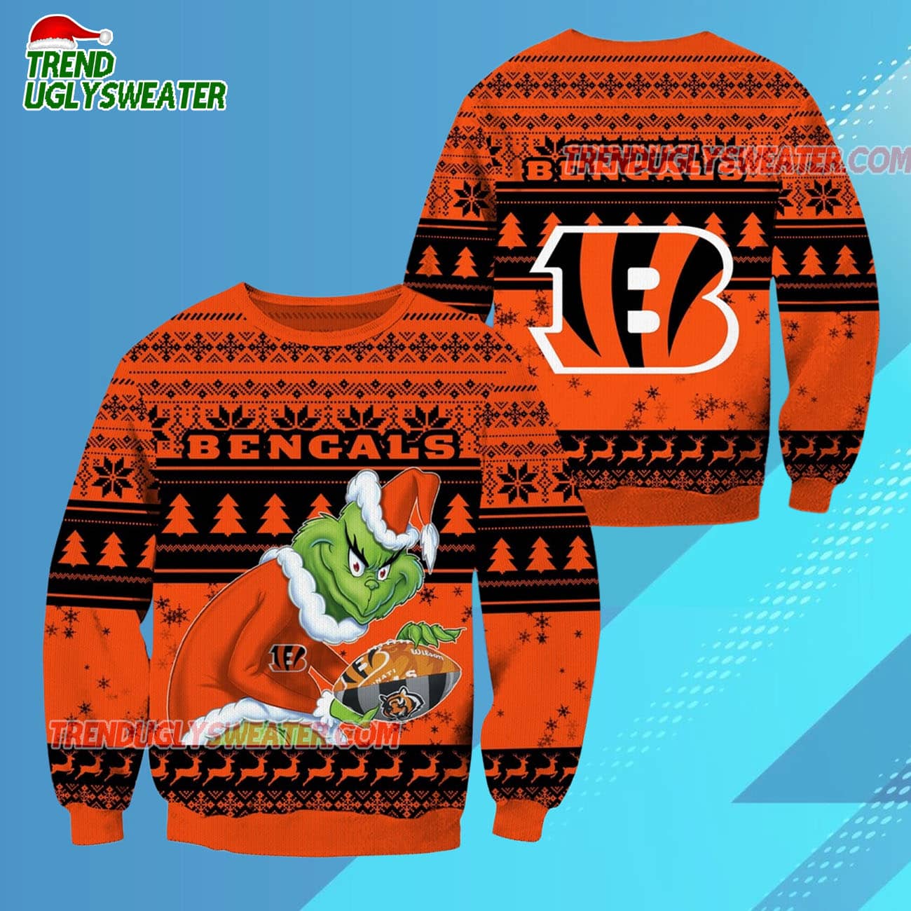 Cincinnati Bengals Football Grinch Christmas Ugly Sweater Cincinnati Bengals Football Grinch Christmas Ugly Sweater