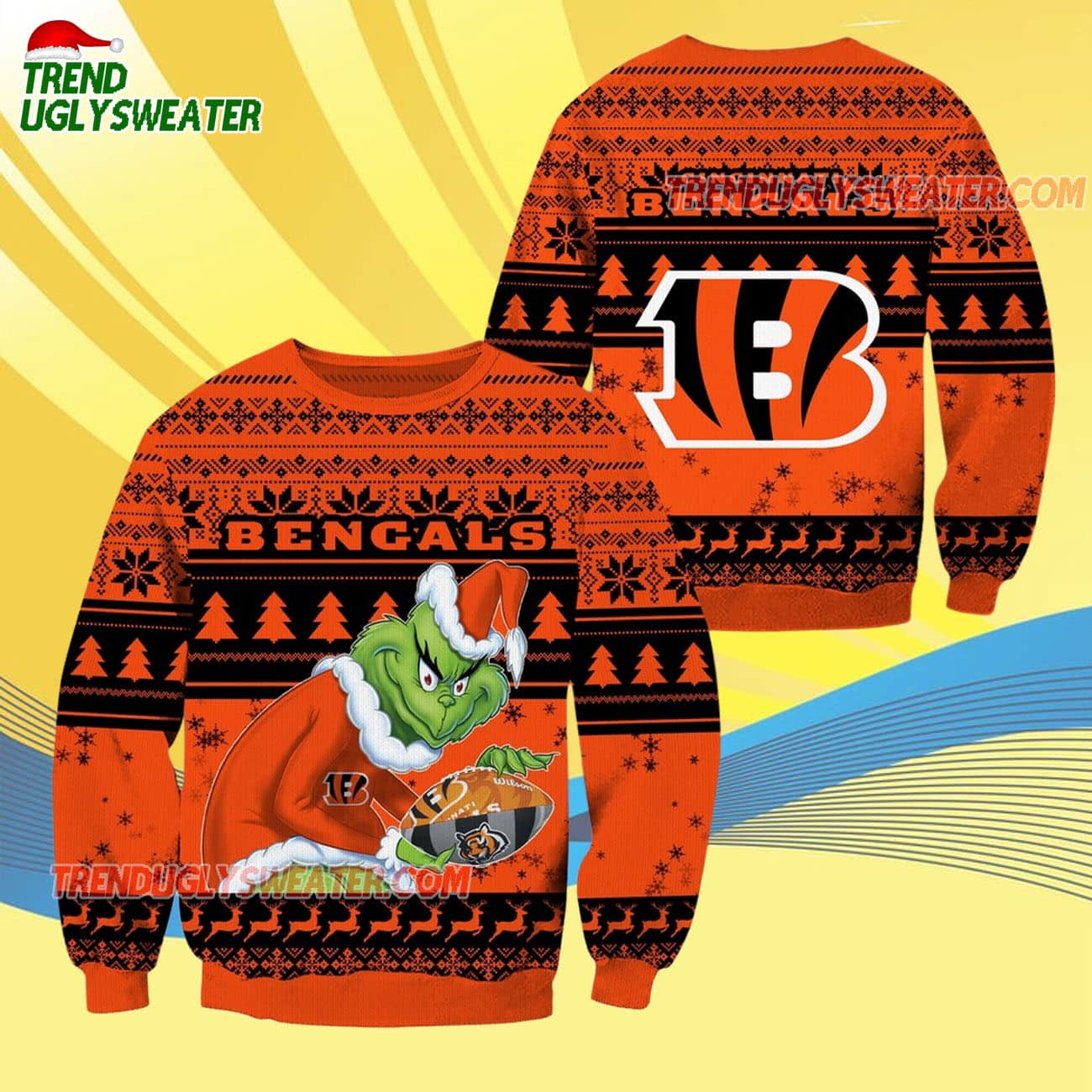 Cincinnati Bengals Football Grinch Christmas Ugly Sweater Cincinnati Bengals Football Grinch Christmas Ugly Sweater