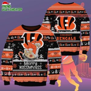 Cincinnati Bengals Merrykissmyass Funny Santa Claus Christmas Ugly Sweater 2