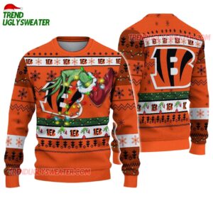 Cincinnati Bengals Special Grinchs Hand Football Christmas Ugly Sweater 1