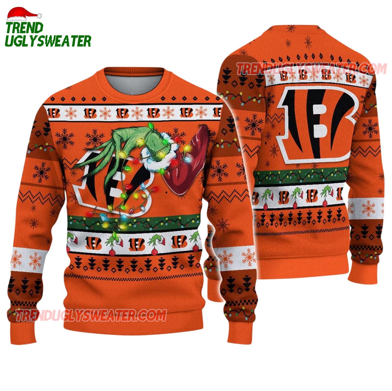 Cincinnati Bengals Special Grinchs Hand Football Christmas Ugly Sweater Cincinnati Bengals Special Grinchs Hand Football Christmas Ugly Sweater