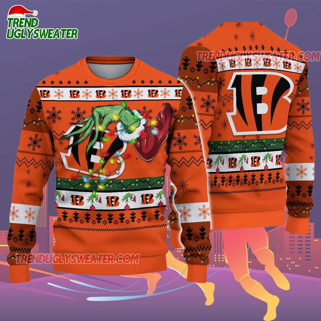 Cincinnati Bengals Special Grinchs Hand Football Christmas Ugly Sweater Cincinnati Bengals Special Grinchs Hand Football Christmas Ugly Sweater