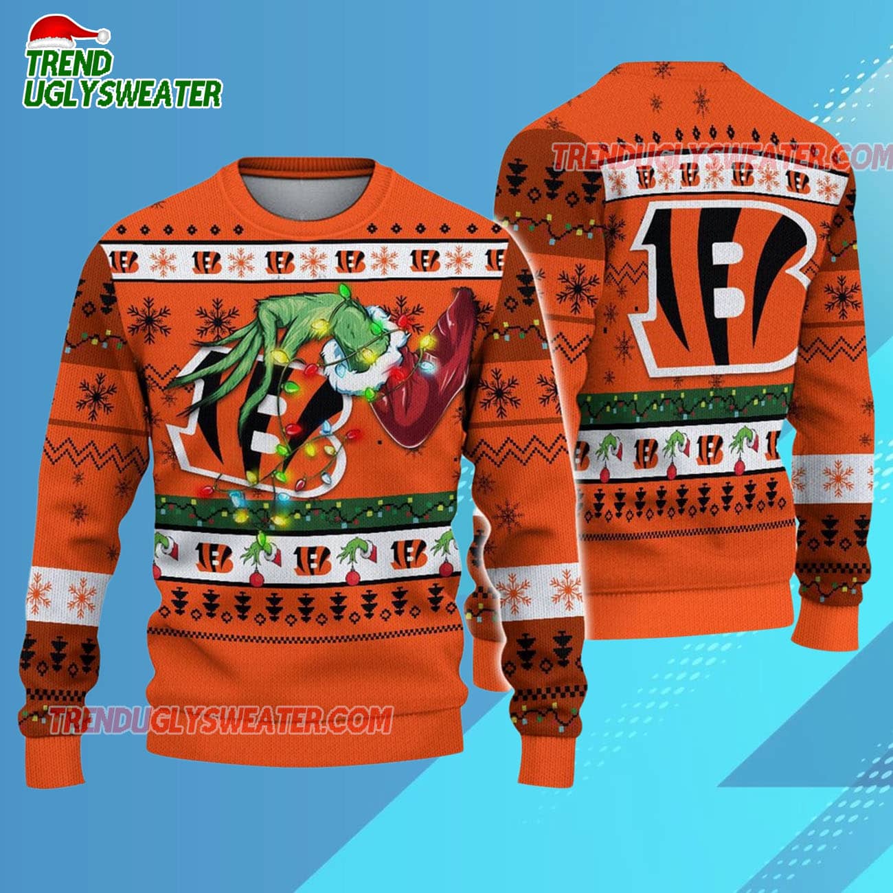 Cincinnati Bengals Special Grinchs Hand Football Christmas Ugly Sweater Cincinnati Bengals Special Grinchs Hand Football Christmas Ugly Sweater