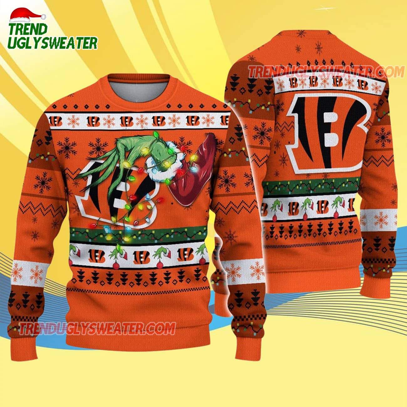 Cincinnati Bengals Special Grinchs Hand Football Christmas Ugly Sweater Cincinnati Bengals Special Grinchs Hand Football Christmas Ugly Sweater