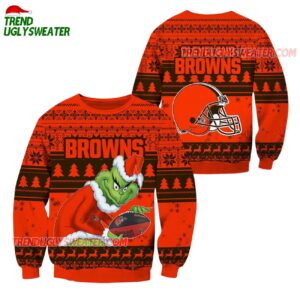 Cleveland Browns Football Grinch Christmas Ugly Sweater 1