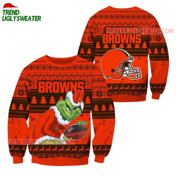 Cleveland Browns Football Grinch Christmas Ugly Sweater 1